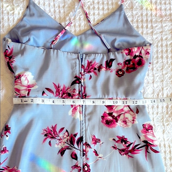 B DARLIN Spaghetti Strap Floral Blue Pink White Dress 5/6 Women’s - Picture 10 of 11